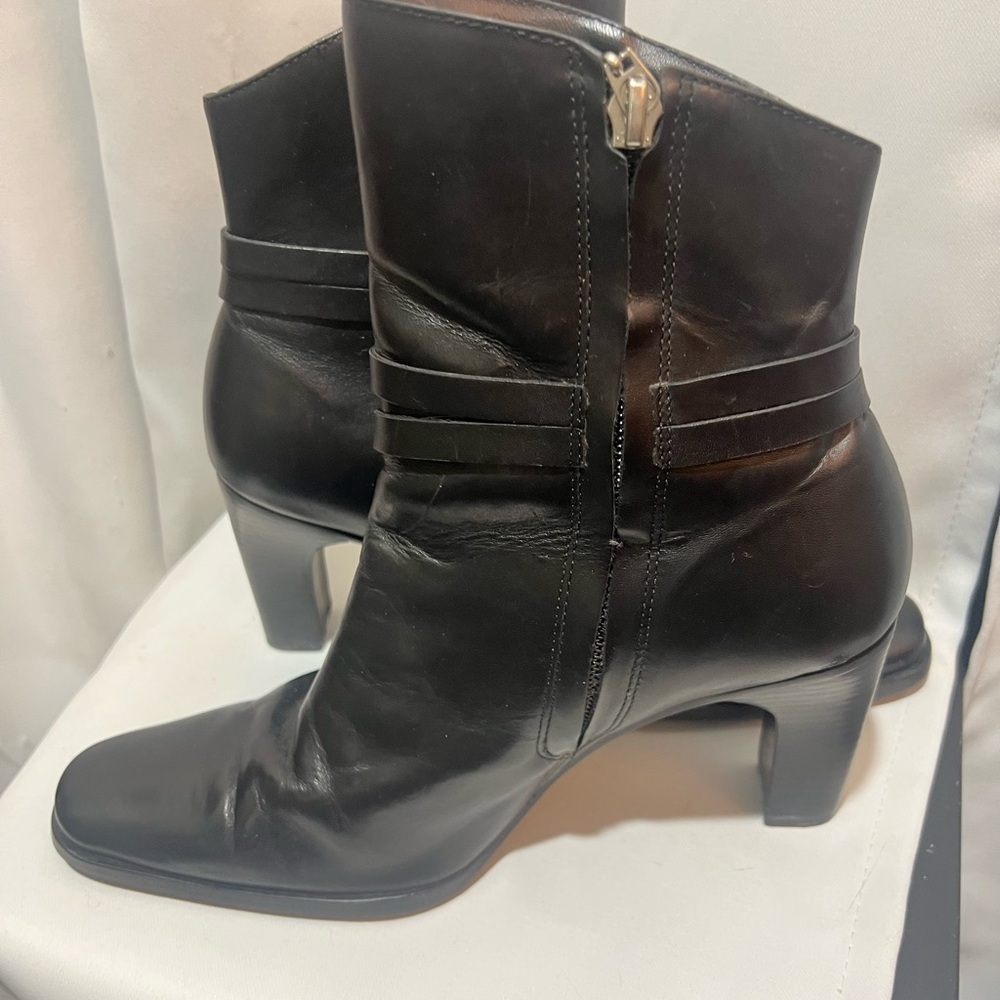 Harley-Davidson Black Leather Heeled Biker Boots Metal Hardware Women’s 7.5 - Picture 5 of 9